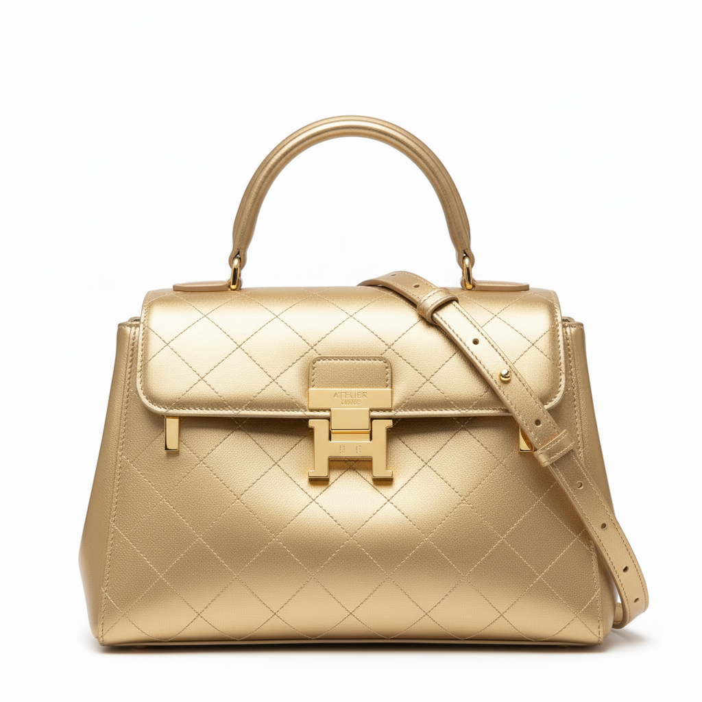 Gold Leather Handbag