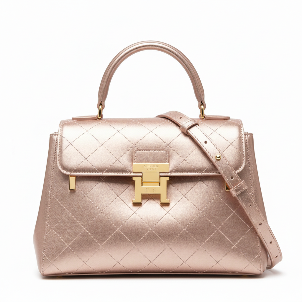 Rose Gold Leather Handbag